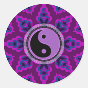 Lila Geometrische Blume Yin Yang Sticker
