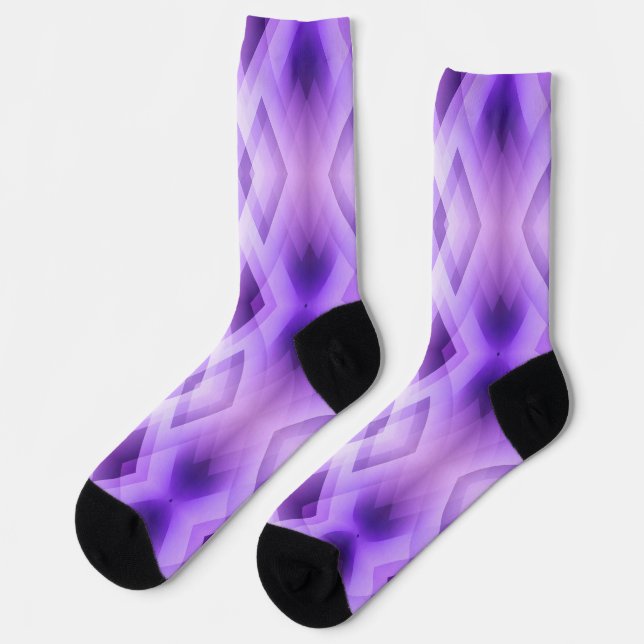 Lila geometrische Diamanten Socken (Linkes Detail)
