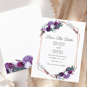 Lila geometrische Hochzeit der Flora speichern Sie
