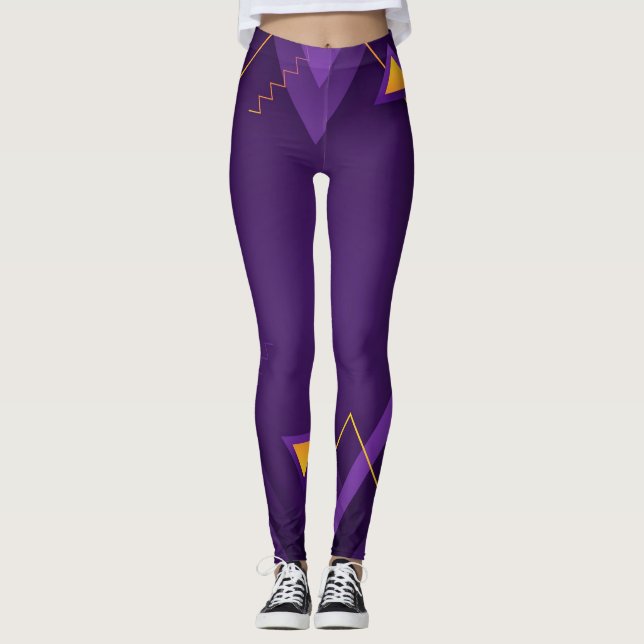 lila geometrische Leggings (Vorderseite)