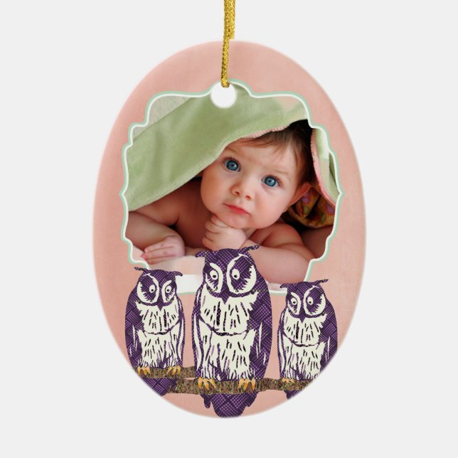 Lila geometrische Schälfamilie Keramikornament (Vorne)