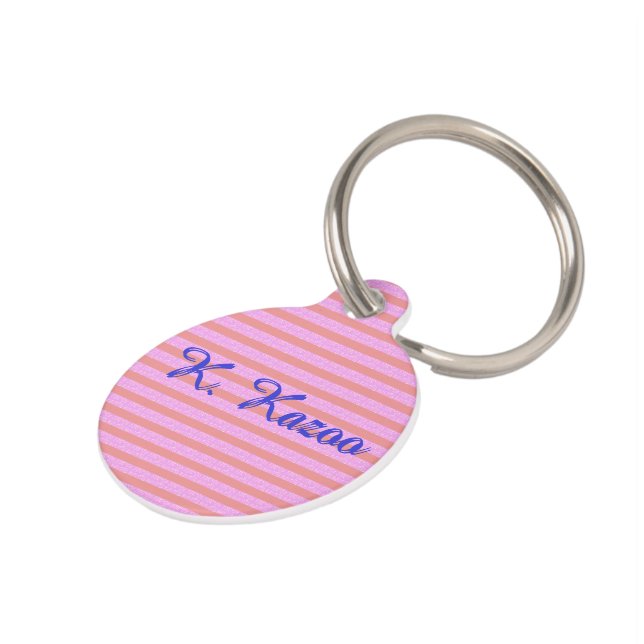 Lila geometrische Streifen Haustiermarke (Seite)