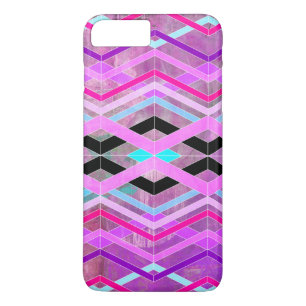 Lila geometrische Streifen in Rosa und Aqua Case-Mate iPhone Hülle