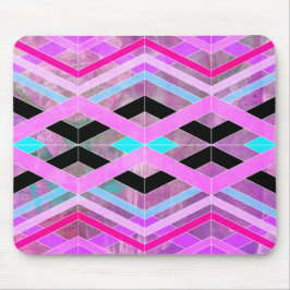 Lila geometrische Streifen in Rosa und Aqua Mousepad