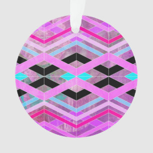 Lila geometrische Streifen in Rosa und Aqua Ornament