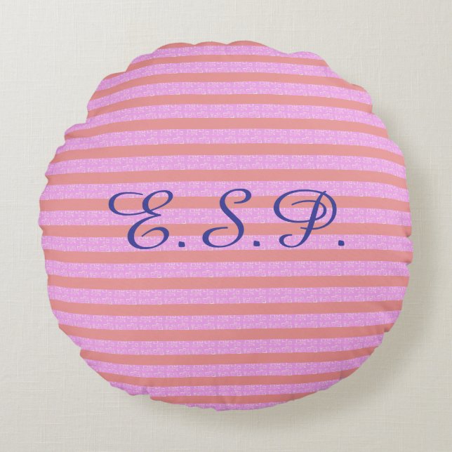 Lila geometrische Streifen Rundes Kissen (Vorderseite)