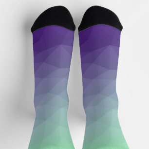 Lila geometrisches, grün-ombre-Maschenmuster Socken