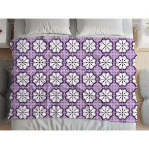 Lila geometrisches Mandala-Muster Fleecedecke