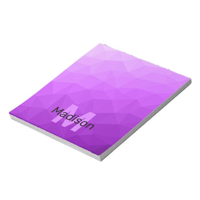 Lila geometrisches Maschenmuster Monogram Notizblock (Rotiert)