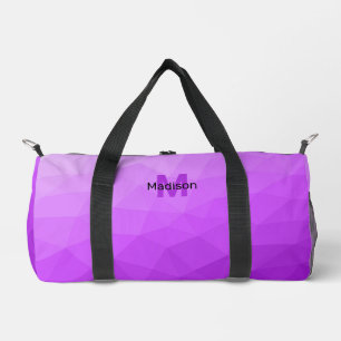 Lila geometrisches Maschenmuster-Monogramm Duffle Bag
