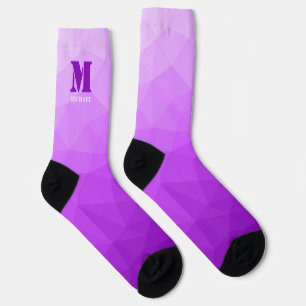 Lila geometrisches Maschenmuster Monogramm Socken