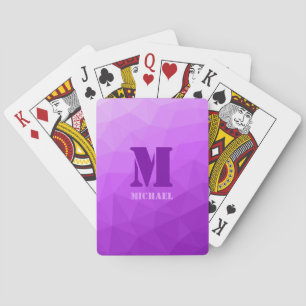 Lila geometrisches Maschenmuster Monogramm Spielkarten