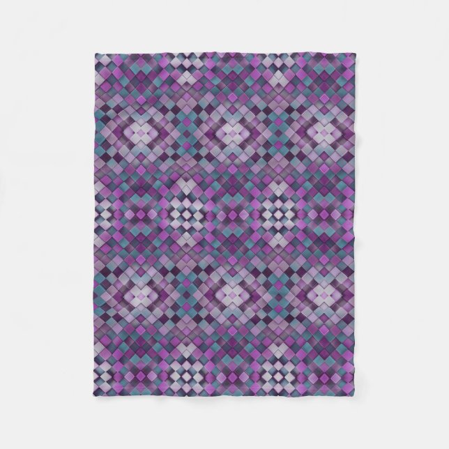 Lila geometrisches Mosaik-Strickmuster-Fleece-Deck Fleecedecke (Vorderseite)