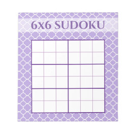Lila geometrisches Muster 6x6 Sudoku-Grid-Vorlage Notizblock