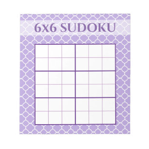 Lila geometrisches Muster 6x6 Sudoku-Rastervorlage Notizblock