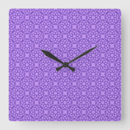 Lila Geometrisches Nahtloses Muster Quadratische Wanduhr