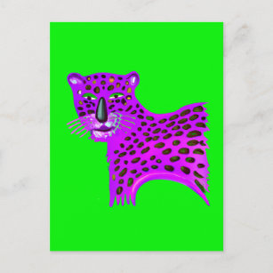 Lila Geparden Wasserfarben AI Kunst Postkarte