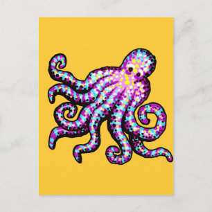 Lila Gepunkteter Kraken Postkarte