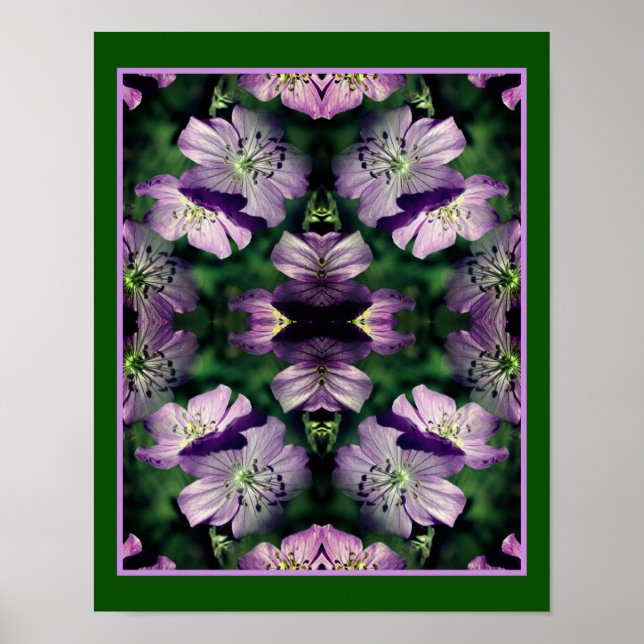 Lila Geranium-Blume multipliziert Abstrakt Poster (Vorne)