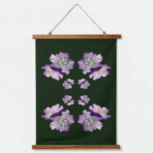Lila Geranium Blume Pair Abstrakt Wandteppich Mit Holzrahmen