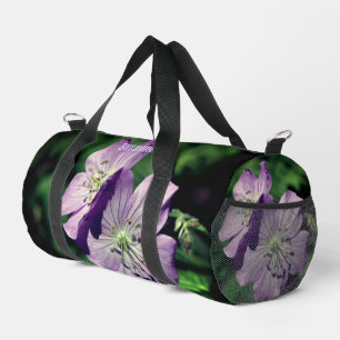 Lila Geranium-Blume Personalisiert Duffle Bag