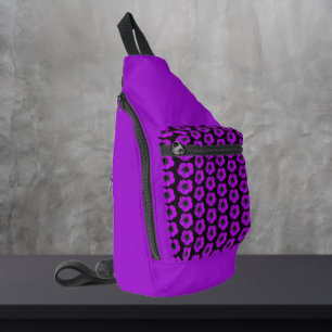 Lila Geranium-Blumenmuster auf Lila Crossbody Bag