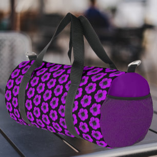 Lila Geranium-Blumenmuster auf Lila Duffle Bag