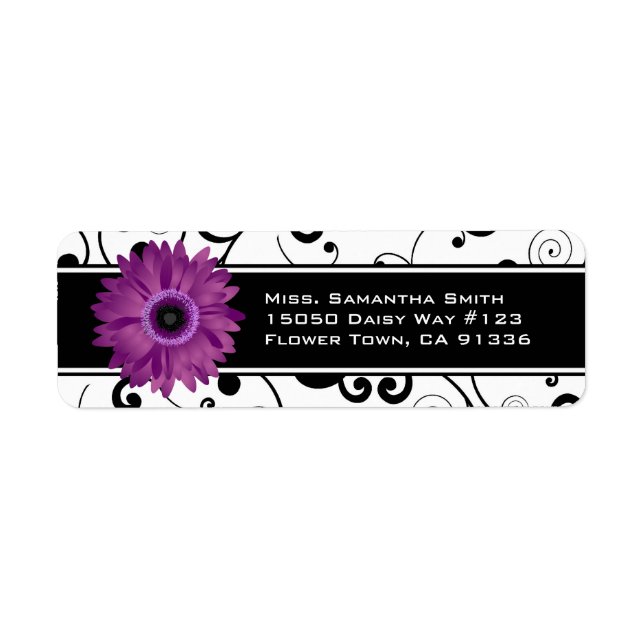 Lila Gerbera Daisy Black & White Scroll (Vorne)