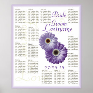 Lila Gerbera-Daisy-Hochzeitsgästesitzplan Poster