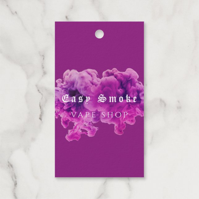 Lila Geschäft mit Rauchschutzverpackungen Geschenkanhänger (Rückseite)