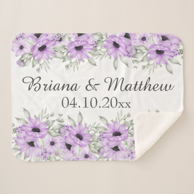 Lila Geschenk für florales Brautparty Sherpadecke (Vorderseite (Horizontal))
