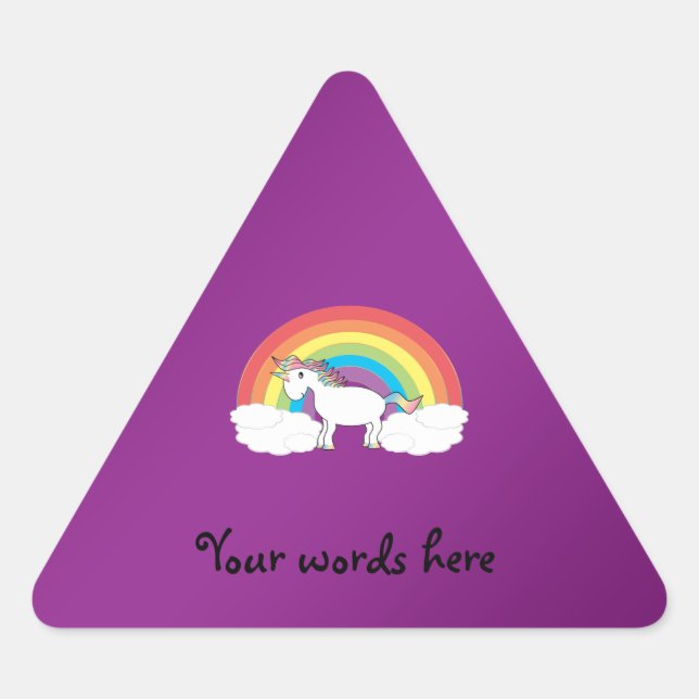 Lila Geschenke mit Regenbogen Dreieckiger Aufkleber (Vorderseite)
