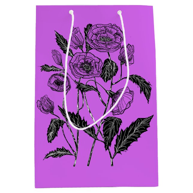 Lila Geschenktasche mit Poppy - Ihre Farben Mittlere Geschenktüte (Vorderseite)