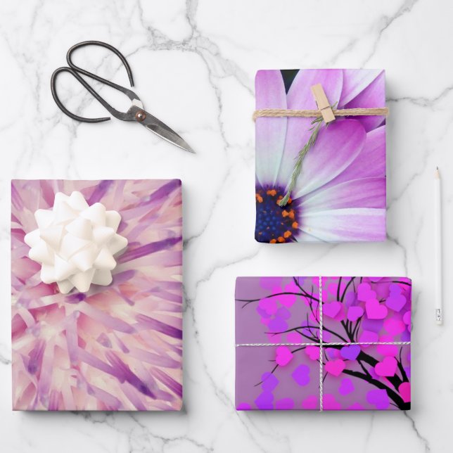 Lila Geschenkverpackungsblätter Geschenkpapier Set (Vorderseite)