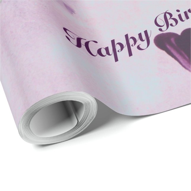 Lila Geschenkwrap mit Herz Geschenkpapier (Rolleneckpunkt)