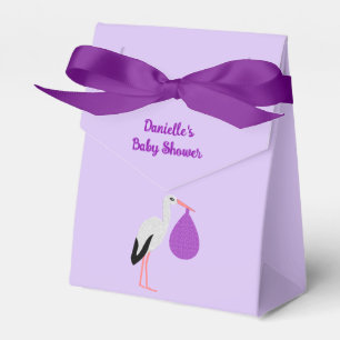 Lila geschlechtsneutrale Baby-Storch-Baby-Party Geschenkschachtel