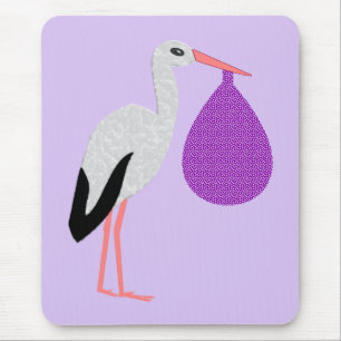 Lila geschlechtsneutrale Baby-Storch Mousepad