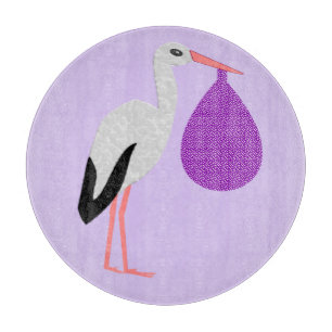 Lila geschlechtsneutrale Baby-Storch Schneidebrett