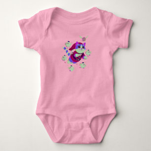 lila gestreifte Katze Baby Strampler