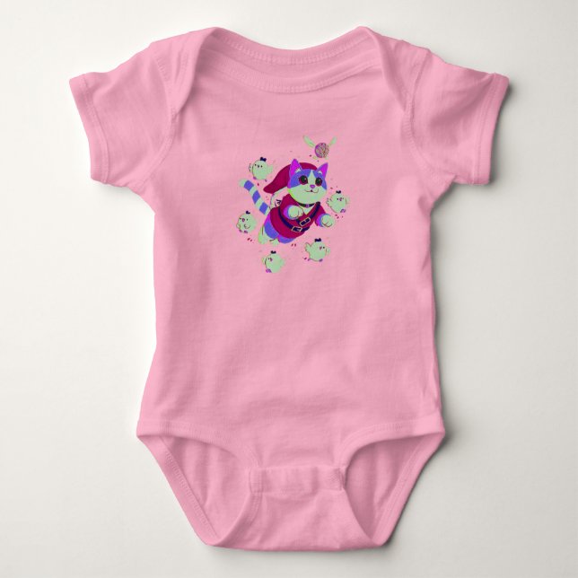 lila gestreifte Katze Baby Strampler (Vorderseite)