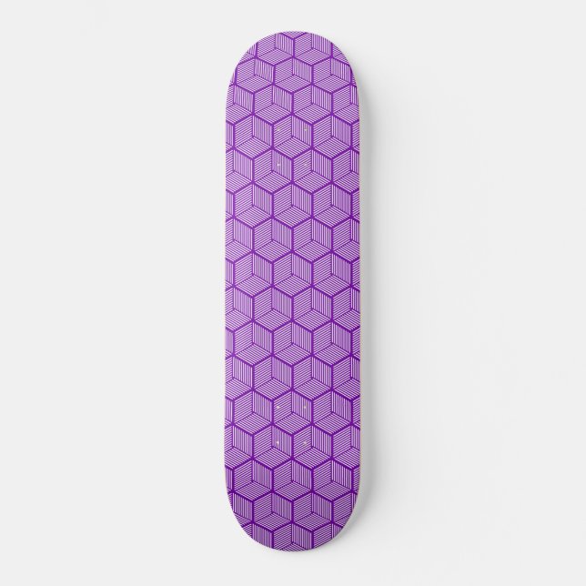 Lila gestreifte Kuben Skateboard (Vorderseite)