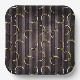 Lila gestreiftes Goldmondmuster, gotisch Vintag Pappteller