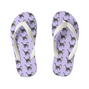 Lila gestreiftes Tabby Cat Beach Flip Flops Thongs