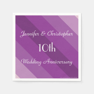 Lila gestrippte Napkins, 10. Hochzeitstag Serviette