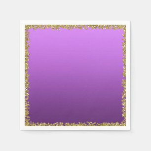 Lila getauchte Gold Glitter Glam Funkel Party Serviette