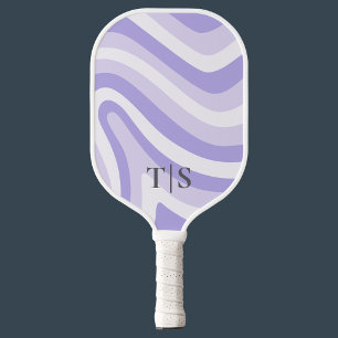 Lila gewellte Streifenmonogramm hübsch Pickleball Schläger