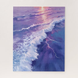 Lila Gezeiten | Ozeanwellen Aquarellmalerei Puzzle