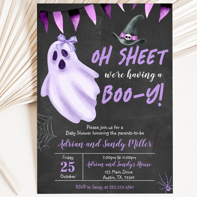 Lila Ghost Halloween Kinderdusche Einladung (Von Creator hochgeladen)