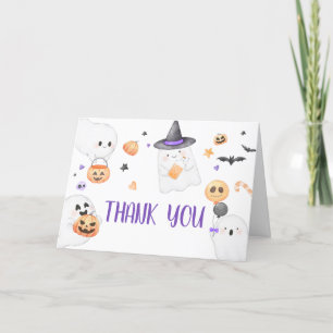 Lila Ghost Halloween Little Boo Baby Dusche Dankeskarte