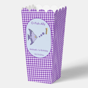 Lila Gingham 1. Geburtstag 3-Foto-Geschenkbox Geschenkschachtel